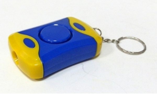 Keychain Alarm with Led Light, 90dB, 65x45x16mm, Blue/Yellow